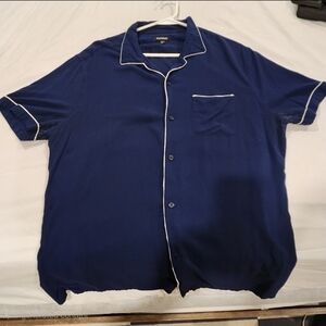 Express Navy Shirt with White Piping Size L